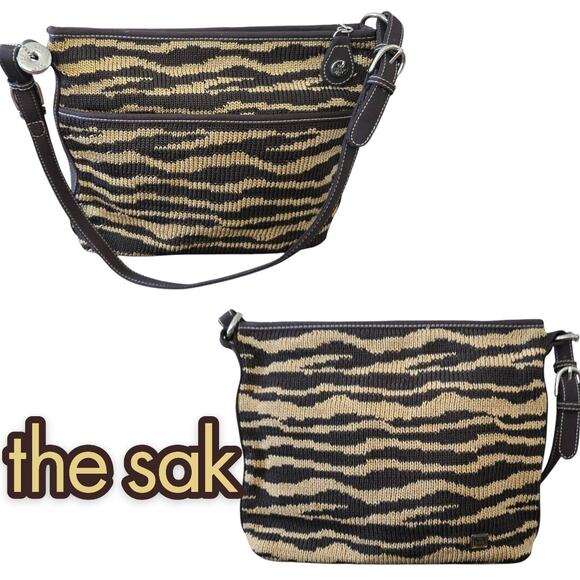The Sak Women's Crochet Purse Shoulder Bag Animal Zebra Print - Picture 1 of 7